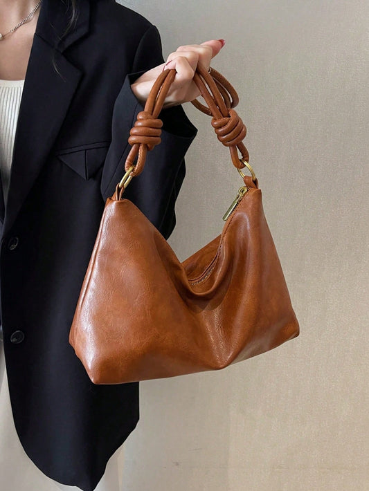 Solid Color Minimalist Crescent Shaped Shoulder Bag, Versatile For Women, Suitable For Spring & Summer Commuting