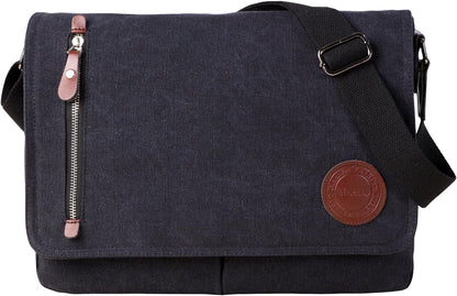 Vintage Canvas Satchel Messenger Bag for Men Women,Travel Shoulder bag 13.5" Laptop Bags Bookbag (Coffee)
