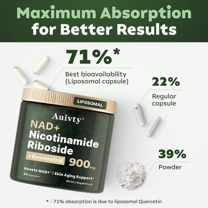 NR900-NAD+Supplement for Skin Aging Support, Energy, andFocus-80 Count- Vitamin