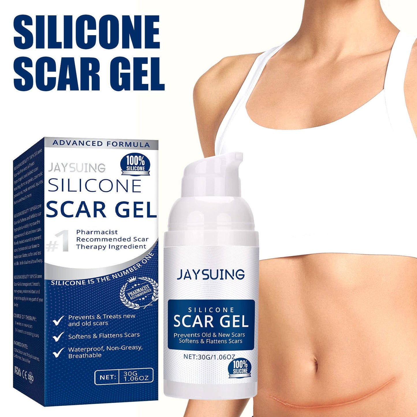 Scar Cream Gel, Advanced Silicone Scar Gel For Keloid, Hypertrophic, Surgical Sc